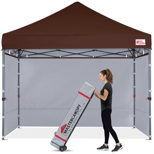 MASTERCANOPY Heavy Duty Pop-up Canopy Tent with Sidewalls (10x10,Brown)