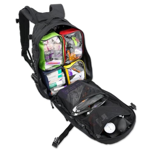 Lightning X Stocked Modular Trauma & Bleeding First Aid Responder Medical Backpack + Kit + Hydration Bladder - BLACK