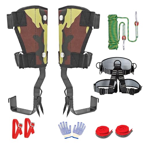 kilogorge Tree Climbing Gear with Canvas Adhesive Style, Tree Climbing Spikes, Tree Climbing Kit with 2 Claws and Wide Ped...