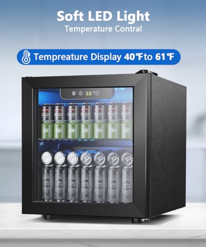 Joy Pebble Beverage Refrigerator Cooler 1.3 Cu.Ft, 12 Bottle 55 Can - Mini Fridge with Glass Door for Beer Drinks Wines,Fr...