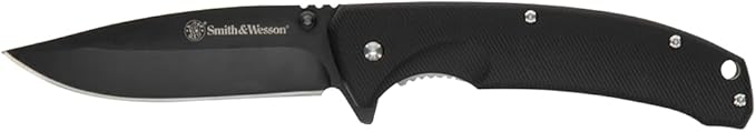 Smith & Wesson Velocite 7.75in High Carbon S.S. Assisted Folding Knife with 3.5in Clip Point Blade and Polymer Handle for ...