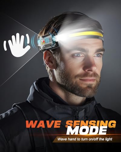 Victoper Rechargeable Headlamp 2Pack, Detachable 230° Wide Beam LED 2in1 Head Lamp with Motion Sensor, Hard Hat Head Light...