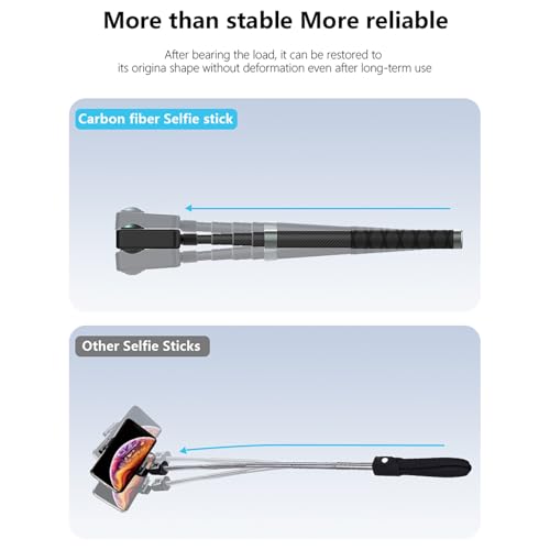 NEOSOU 110cm/43.3-inch Invisible Selfie Stick Pole, Carbon Fiber Extension Rod for Insta360 X5 X4 X3 DJI Osmo 360 Nano, Li...
