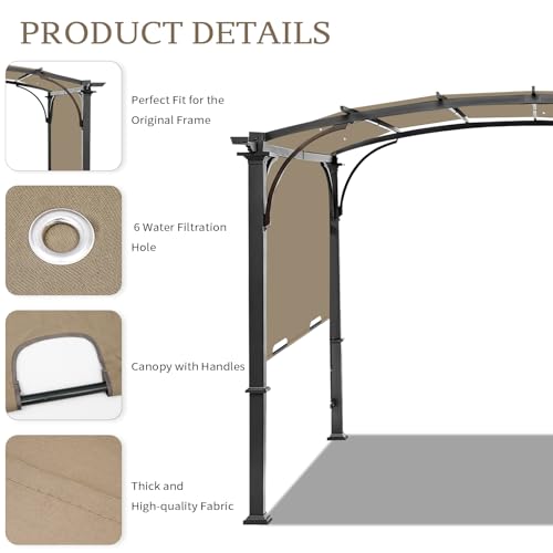 Pergola Canopy Replacement Cover for Lowe's Allen + Roth 10x10 Ft Freestanding Pergola, 200" x 103" Shade Cover, Compatibl...