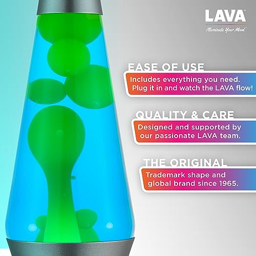 Lava® Lamp - 14.5" Deep Ocean - The Original Motion Light - Yellow/Green Wax and Blue Liquid - Item #2634 (Amazon Exclusive)