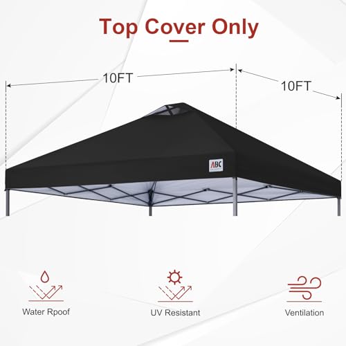 ABCCANOPY Replacement Canopy Top for Easy Pop up Canopy Tent 10x10, Black