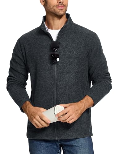 TACVASEN Men's Fleece Jackets Full Zip Lightweight Jacket Casual Soft Warm Coats with Pockets