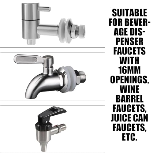 CChiai Stainless Steel Beverage Dispenser Faucet Replacement Part Fit 16mm Openings 2 Silicone Gaskets 2 Steel Plates 1 St...