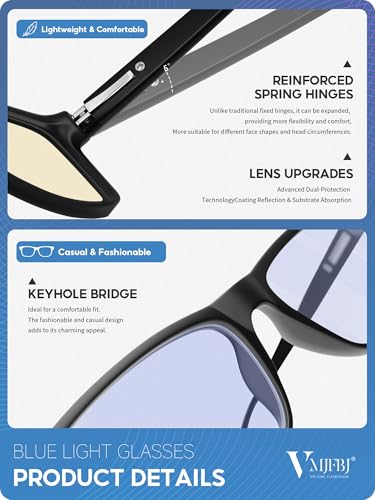 VMJFBJ Blue Light Blocking Glasses For Men/Women Anti-Fatigue Computer Monitor Gaming Improve Sleep Reduce Eye Strain Game...