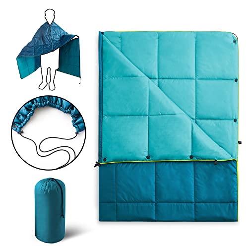 UNIKOME Waterproof Puffy Camping Blanket - Lightweight Packable Outdoor Quilt with Snaps & Corner Loops, Warm Compact Blan...