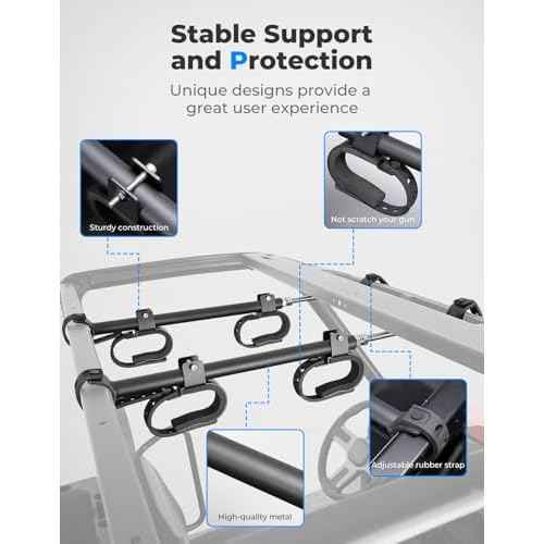 KEMIMOTO UTV Overhead Tool Holder Rack, Hunting Tool Holder Rack Roof Mounted Tool and Bow Rack for 23 in - 32 in Roll Bars Depth (Front to Back) Compatible with Polaris Ranger, Mule