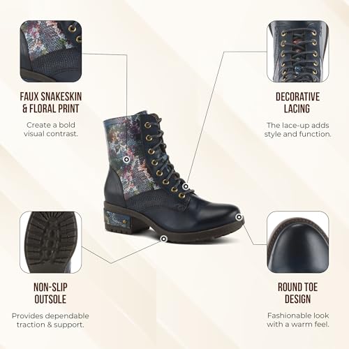 L'Artiste by Spring Step Marty Met Hand Painted Metallic Floral Ankle Boots for Women | Shoes for Women with Arch Support ...