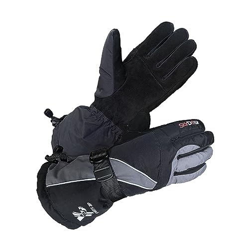 SKYDEER 100% Waterproof and Premium Deerskin Suede Leather Ski Gloves with 150G 3M Thinsulate Lining, Ultra Soft & Durable...