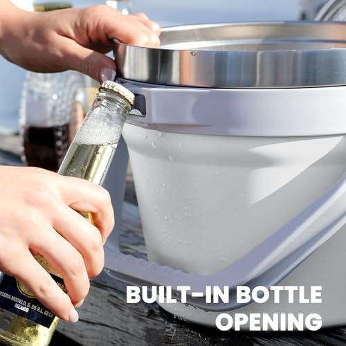 COKTIK 7L Insulated Ice Bucket with Lid，Double Wall Vacuum Stainless Steel Beverage Bucket Keeps Frozen Longer，Holds 6 Lon...
