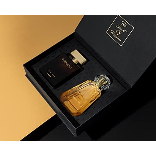 Liberty Luxury Perfume Gift Set - Flirt and OudGold for Men and Women (100ml/3.4Oz each), Eau De Parfum (EDP) Spray, Designed in France, Long Lasting Smell