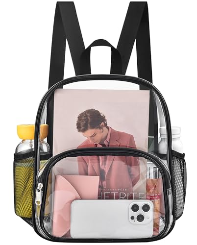 Busiuw Clear Backpack for Stadium Events Clear Backpack 12x12x6 with Front Pocket for Concert Sport Fashion Women Backpack...