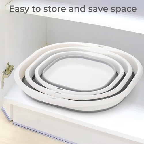 Goaste 3 Pack Collapsible Wash Basin, Portable Washing Basin, Foldable Dish Tub Square, Space Saving Plastic Washtub for D...