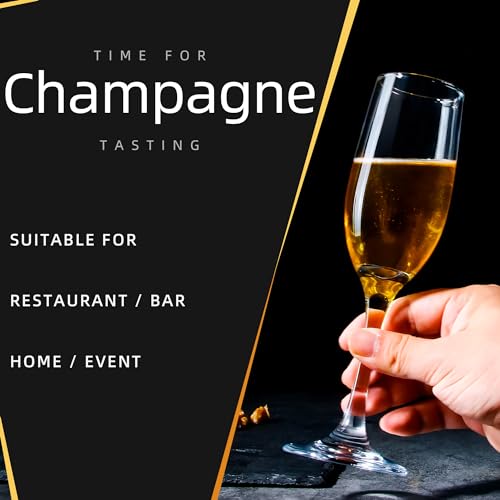 CZUMJJ Elegant Champagne Glasses Set of 16, Long Stem Glass Champagne Flutes for Mimosa, Sparking Wine, Wedding, Party - 6...