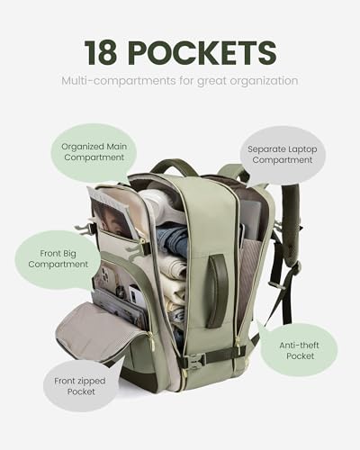 LOVEVOOK 40L Travel Backpack for Women & Men - 17.3 Inch Carry On Backpack & Personal Item Backpack for Airlines, Spacious...