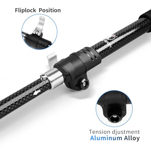 T-carbon Real Carbon Fiber Collapsible Hiking Poles,Lightweight Trekking Poles for Backpacking Foldable Hiking Poles (2 Po...