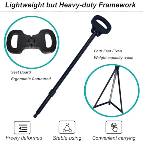 Walking Cane with Seat 2-in-1 Foldable Walking Sticks Chair for Men Women Elderly Folding Camping Chair Portable Trekking ...