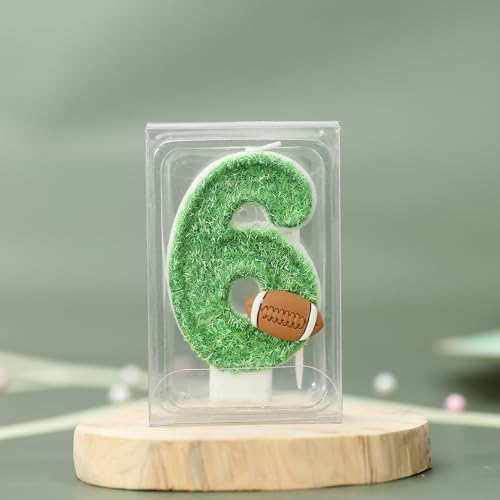 CasaPopz Football Birthday Number Candles for Cake Green Number 1 Candle 1st Football Cake Topper Cupcake Topper for Footb...