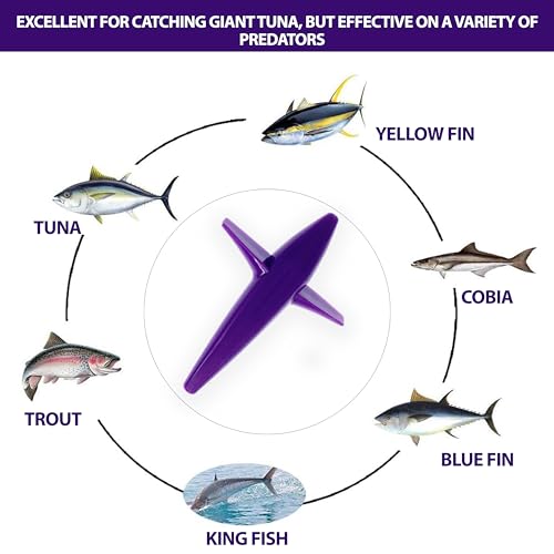 5" Bird Teaser Trolling Lures, 10 Pcs Purple Offshore Fishing Baits for Mahi Mahi & Big Game Tuna