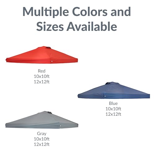 Sunnydaze Pop-Up Canopy Replacement Top - 12x12 Canopy Replacement Cover Only - Tent Shade Cover with Vent - Blue