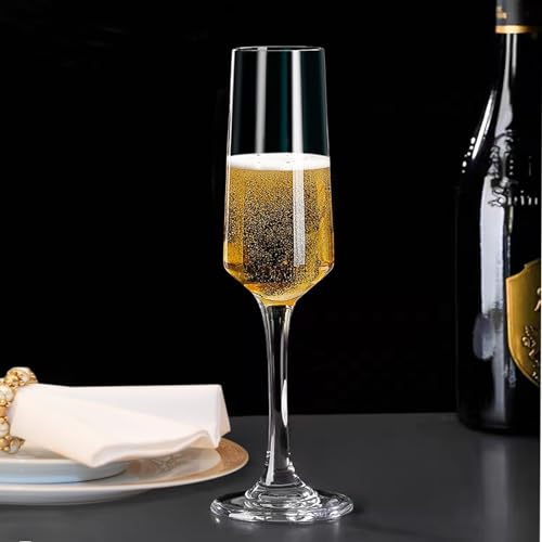 Ufrount Champagne Glasses Set of 8,Elegant 8oz Champagne Flutes,Clear Sparkling Champagne Flutes Glass Mimosa Glass for Pr...