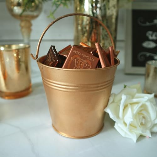 Hosley 6 Pack Gold Metal Buckets, 4" Dia x 3.6" H. Ice Pails for Plants, Succulents, Party Favors Organizing, Rustic Home ...