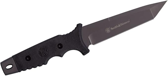 Smith & Wesson 10.6in High Carbon S.S. Fixed Blade Knife with 5.2in Tanto Blade and TPE Handle for Outdoor, Tactical, Surv...