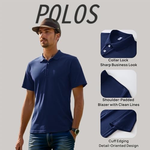 Men's Golf Polo Shirts for Men Short Dry Fit Mens Casual Shirts Short Sleeve for Outdoor Sports Athletic Polos POLO04