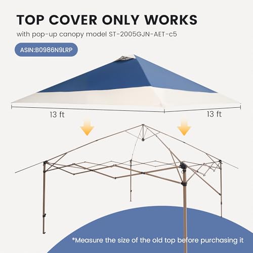 13x13 Canopy Replacement Top Cover with Air Vent Silver Coated Only Fit for Suntime Outdoor Instant Easy Pop Up Canopy (Re...