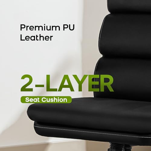 Office Chair Adjustable Desk Chair Mid Back Executive Comfortable Bonded Leather Ergonomic Back Support Home Computer Chai...