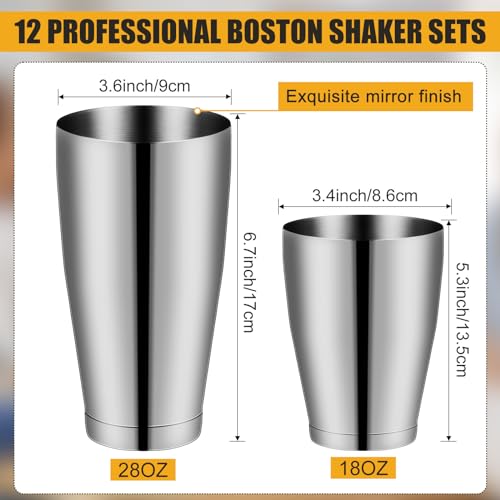 Zhehao 24 Pcs Silver Cocktail Shaker Professional Bar Boston Shaker Set Stainless Steel Martini Shake Drink Mixer Basic To...