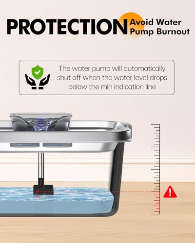PETIMI Cat & Dog Water Fountain, 2 Gallon 304 Food Grade Stainless Steel Pet Water Fountain, Ultra Quiet Dog Water Bowl Di...