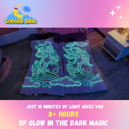 Unicorn Sleeping Bag for Kids – Glow in The Dark Kids Sleeping Bags Make Fun Unicorn Gifts for Girls. Perfect for Sleepove...