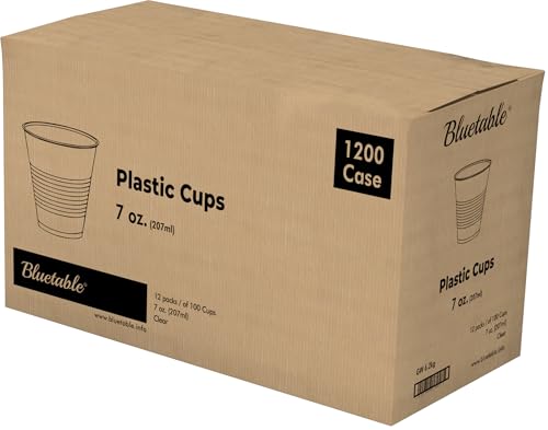 Plastic Cups Bulk Disposable Clear Cup 7 oz - (1200 Count) BPA-Free - Good For Cold Drinks, Party Cup, Water Cooler Dispen...