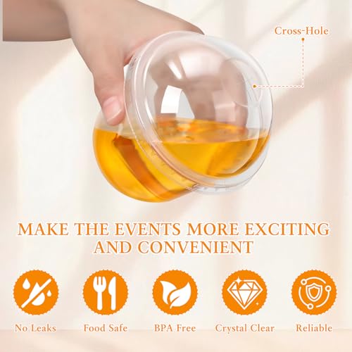tchrules 12 oz Clear Plastic Cups with Dome Lids, Disposable Cold Drink Cups for Boba Bubble Tea, Iced Coffee, Smoothies, ...