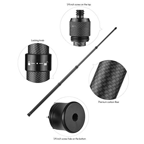 Andoer Adjustable Extension Pole, Carbon Fiber Selfie Stick 1.5m with 1/4" Screw for Insta360 One X/X2/R Panoramic Camera ...