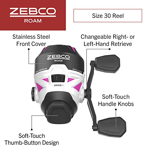 Zebco Roam Spincast Reel and Fishing Rod Combo, 6-Foot 2-Piece Fiberglass Fishing Pole with ComfortGrip Handle, Quickset A...