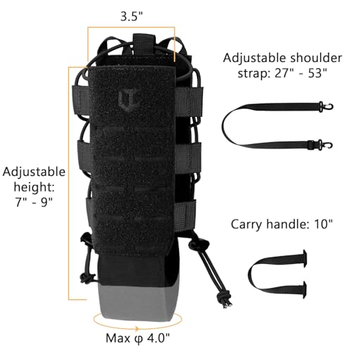 VISIONTAC Tactical MOLLE Pouch Water Bottle Holder with Shoulder Strap Modular Bag for Outdoor Hiking Camping Hunting Fish...