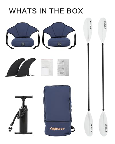 Inflatable Kayak 2 Person, Tandem Kayak, Foldable Kayaks for Adults, with Kayak Fin, 2 Aluminum Paddles, 2 Padded Seats, H...