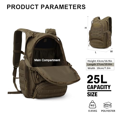 Mardingtop 25L Tactical Backpacks with 2.5 Liter Hydration Bladder