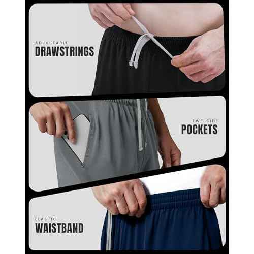 NY Threads 3 Pack Men's Athletic Shorts Quick Dry Lightweight Workout Running Gym Shorts with Pockets