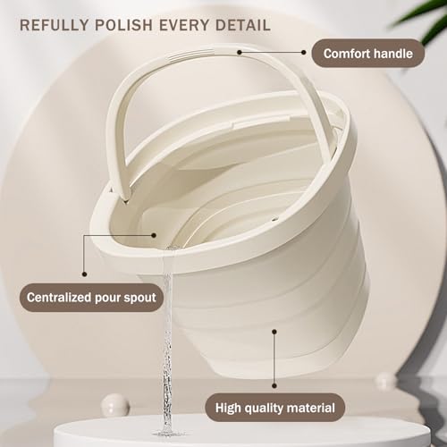 2-Pack Collapsible Buckets (2.6 Gallon/10L) - Foldable Rectangular Design with Handles, Space-Saving for RV, Camping, Car ...