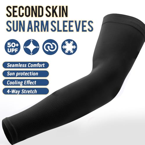 Two packs UV Sun Protection Arm Sleeves, Compression Cooling Sleeves for Men and Women, Ideal for Golf, Outdoor Sports.