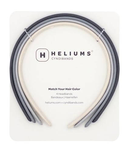Heliums Thin Headbands - 8mm Skinny Headband for Women, 4 Count, Comfortable Narrow Hair Bands Blend with Hair Color (Dark...