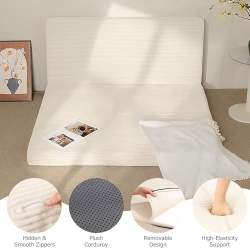 feliz home 6-Inch Tri-Fold Mattress Twin Size - Foldable Futon Sofa Bed with Removable Washable Cover, Folding Memory Foam...