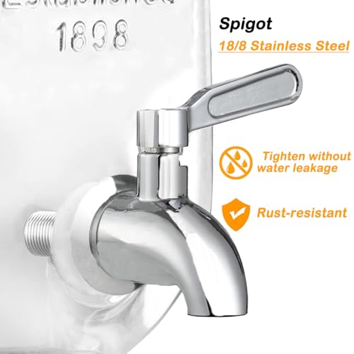2 Gallon Drink Dispensers for Parties with18/8 Stainless Steel Spigot and Stand, Juice Jug Beverage Dispensers Glass Water...